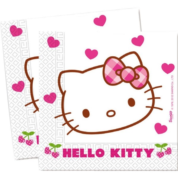 20 Serviettes Hello Kitty Cerise