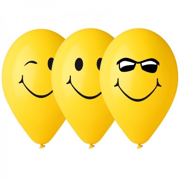 10 Ballons Jaunes Smile decoration de fete