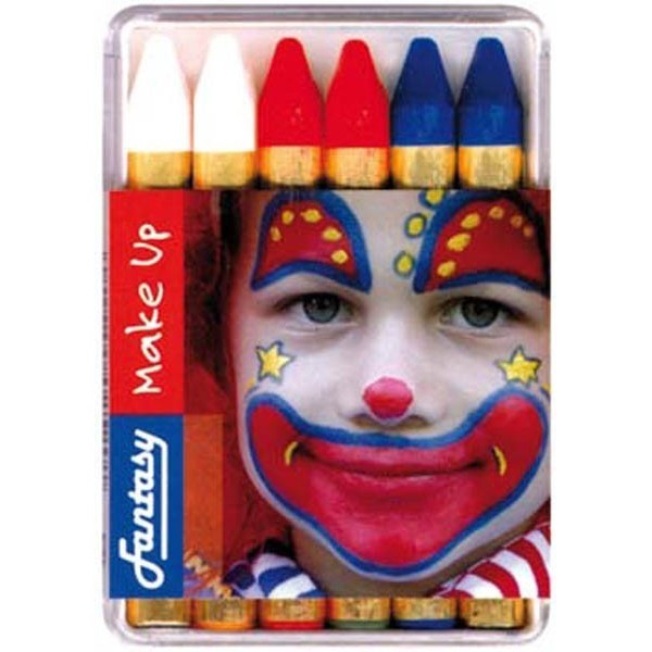 Maquillage 6 Crayons Bleu Blanc Rouge