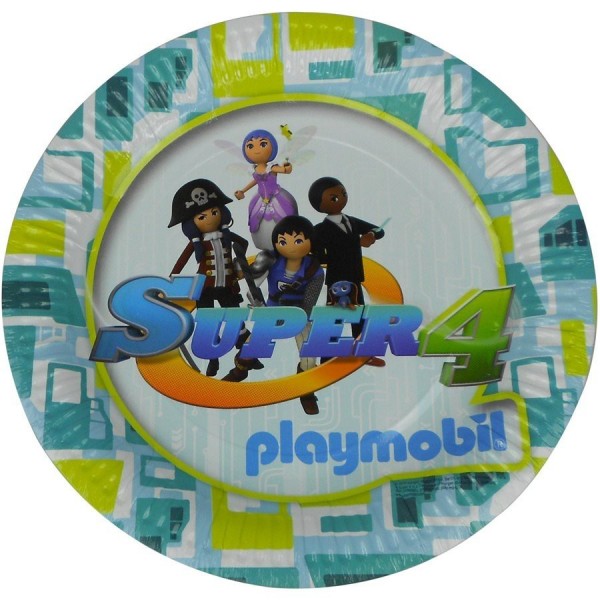 6 Assiettes Super 4 Playmobil