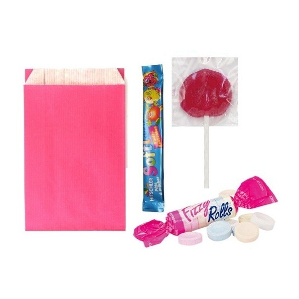 Pochette surprise papier kraft rose avec bonbons