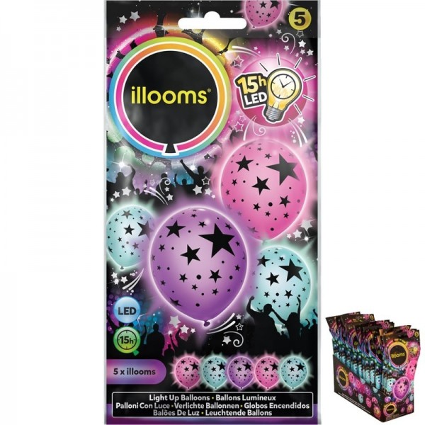 5 Ballons LED Etoiles