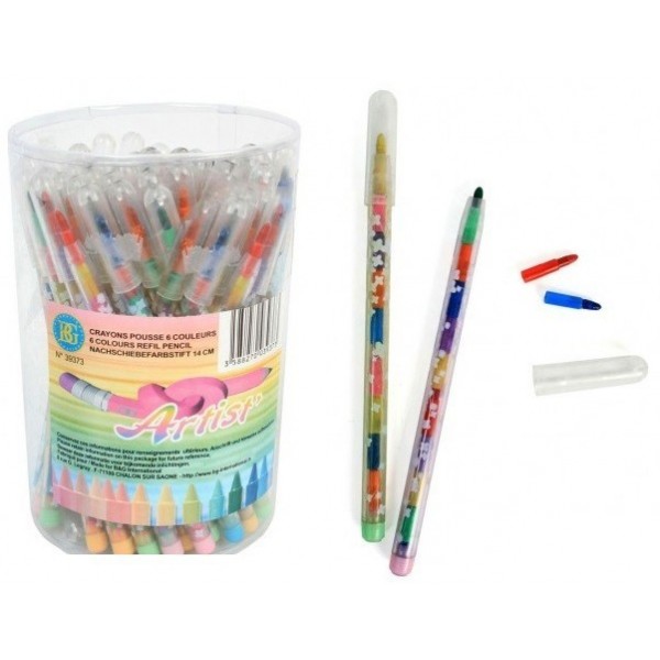 lot de 12 Crayons pousse-mine couleur