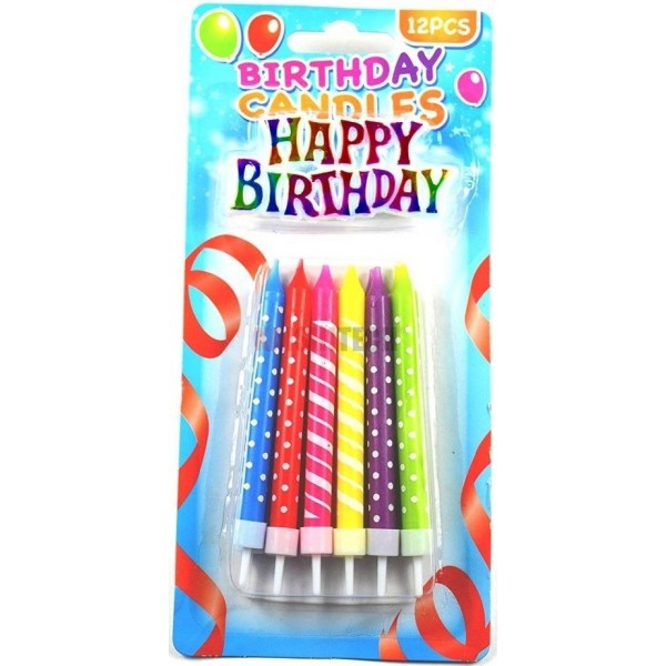 12 Bougies Multicolores Happy Birthday